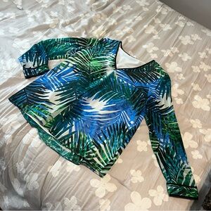 Tropical Leaf Print Women's Top